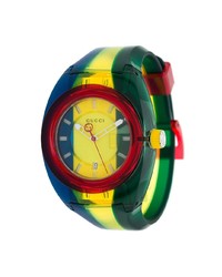 mehrfarbige horizontal gestreifte Uhr von Gucci