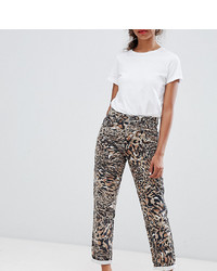 mehrfarbige Jeans mit Leopardenmuster