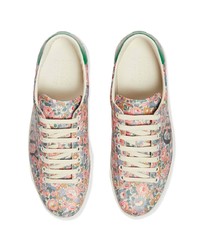 mehrfarbige Leder niedrige Sneakers mit Blumenmuster von Gucci