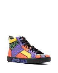 mehrfarbige Leder niedrige Sneakers von Moschino