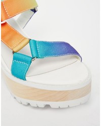 mehrfarbige Leder Sandaletten