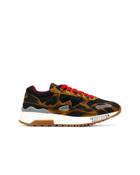 mehrfarbige niedrige Sneakers mit Leopardenmuster