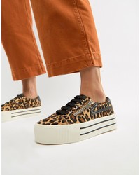 mehrfarbige niedrige Sneakers mit Leopardenmuster