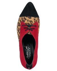 mehrfarbige Schnürstiefeletten aus Kalbshaar mit Leopardenmuster von Andrea Conti