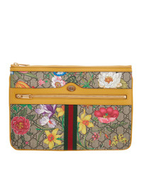 mehrfarbige Segeltuch Clutch mit Blumenmuster von Gucci
