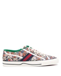 mehrfarbige Segeltuch niedrige Sneakers mit Blumenmuster von Gucci