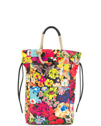mehrfarbige Shopper Tasche aus Leder mit Blumenmuster