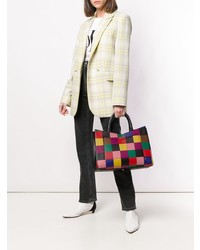 mehrfarbige Shopper Tasche aus Leder mit Karomuster von Sara Battaglia
