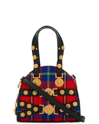 mehrfarbige Shopper Tasche aus Segeltuch mit Schottenmuster von Versace