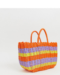 mehrfarbige Shopper Tasche aus Stroh von Monki