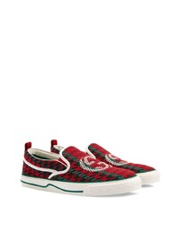 mehrfarbige Slip-On Sneakers aus Segeltuch von Gucci