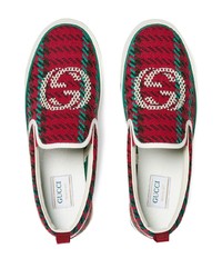 mehrfarbige Slip-On Sneakers aus Segeltuch von Gucci