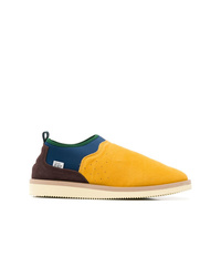 mehrfarbige Slip-On Sneakers aus Wildleder