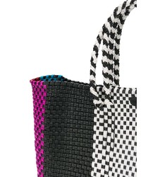 mehrfarbige vertikal gestreifte Shopper Tasche aus Leder von Truss Nyc
