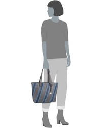 mehrfarbige vertikal gestreifte Shopper Tasche aus Leder von L.Credi