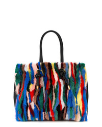 mehrfarbige vertikal gestreifte Shopper Tasche aus Leder von Marni