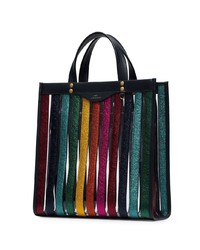 mehrfarbige vertikal gestreifte Shopper Tasche aus Leder von Anya Hindmarch