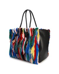 mehrfarbige vertikal gestreifte Shopper Tasche aus Leder von Marni