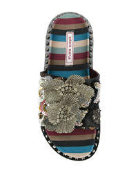mehrfarbige verzierte flache Sandalen aus Leder von Antonio Marras