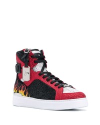 mehrfarbige verzierte hohe Sneakers aus Leder von Philipp Plein