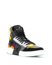 mehrfarbige verzierte hohe Sneakers aus Leder von Philipp Plein