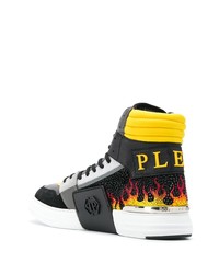 mehrfarbige verzierte hohe Sneakers aus Leder von Philipp Plein