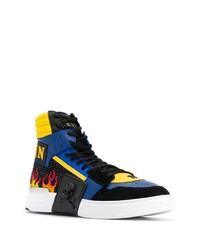 mehrfarbige verzierte hohe Sneakers aus Leder von Philipp Plein