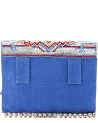 mehrfarbige verzierte Segeltuch Clutch