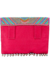 mehrfarbige verzierte Segeltuch Clutch