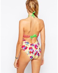 mehrfarbiger Badeanzug mit Blumenmuster