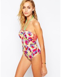 mehrfarbiger Badeanzug mit Blumenmuster