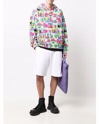 mehrfarbiger bedruckter Pullover mit einem Kapuze von Moschino