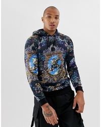 mehrfarbiger bedruckter Pullover mit einem Kapuze von ASOS DESIGN
