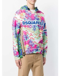 mehrfarbiger bedruckter Pullover mit einem Kapuze von DSQUARED2