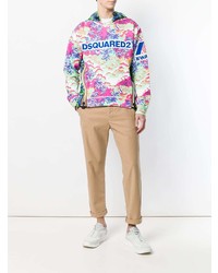 mehrfarbiger bedruckter Pullover mit einem Kapuze von DSQUARED2