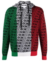 mehrfarbiger bedruckter Pullover mit einem Kapuze von Moschino