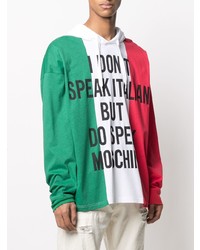 mehrfarbiger bedruckter Pullover mit einem Kapuze von Moschino