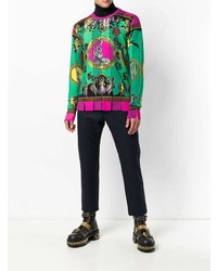 mehrfarbiger bedruckter Pullover mit einem Rundhalsausschnitt von Versace