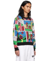 mehrfarbiger bedruckter Pullover mit einem Rundhalsausschnitt von Moschino