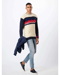 mehrfarbiger bedruckter Pullover mit einem Rundhalsausschnitt von Scotch & Soda