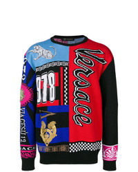 mehrfarbiger bedruckter Pullover mit einem Rundhalsausschnitt von Versace
