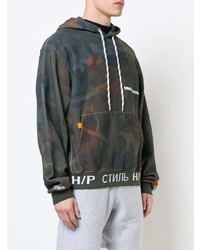 mehrfarbiger Camouflage Pullover mit einem Kapuze von Heron Preston