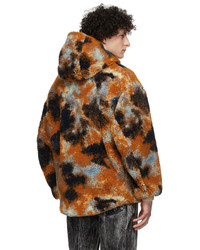 mehrfarbiger Fleece-Pullover mit einem Kapuze von R13
