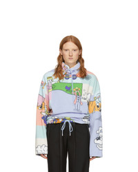 mehrfarbiger Fleece-Rollkragenpullover