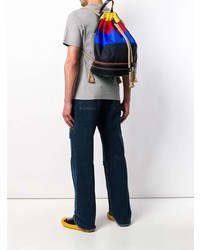 mehrfarbiger horizontal gestreifter Leder Rucksack von JW Anderson
