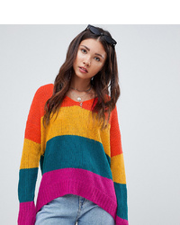 mehrfarbiger horizontal gestreifter Oversize Pullover von E.L.K