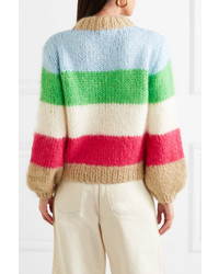 mehrfarbiger horizontal gestreifter Oversize Pullover von Ganni