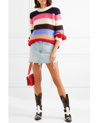 mehrfarbiger horizontal gestreifter Oversize Pullover von Ganni