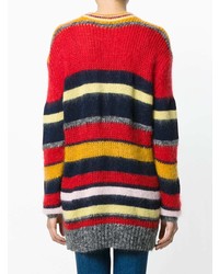 mehrfarbiger horizontal gestreifter Oversize Pullover von Alexa Chung