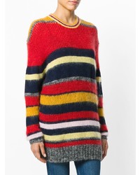 mehrfarbiger horizontal gestreifter Oversize Pullover von Alexa Chung
